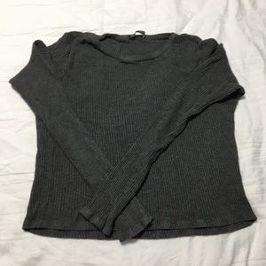 Brandy Melville Dark Gray Ribbed Long Sleeved Tee